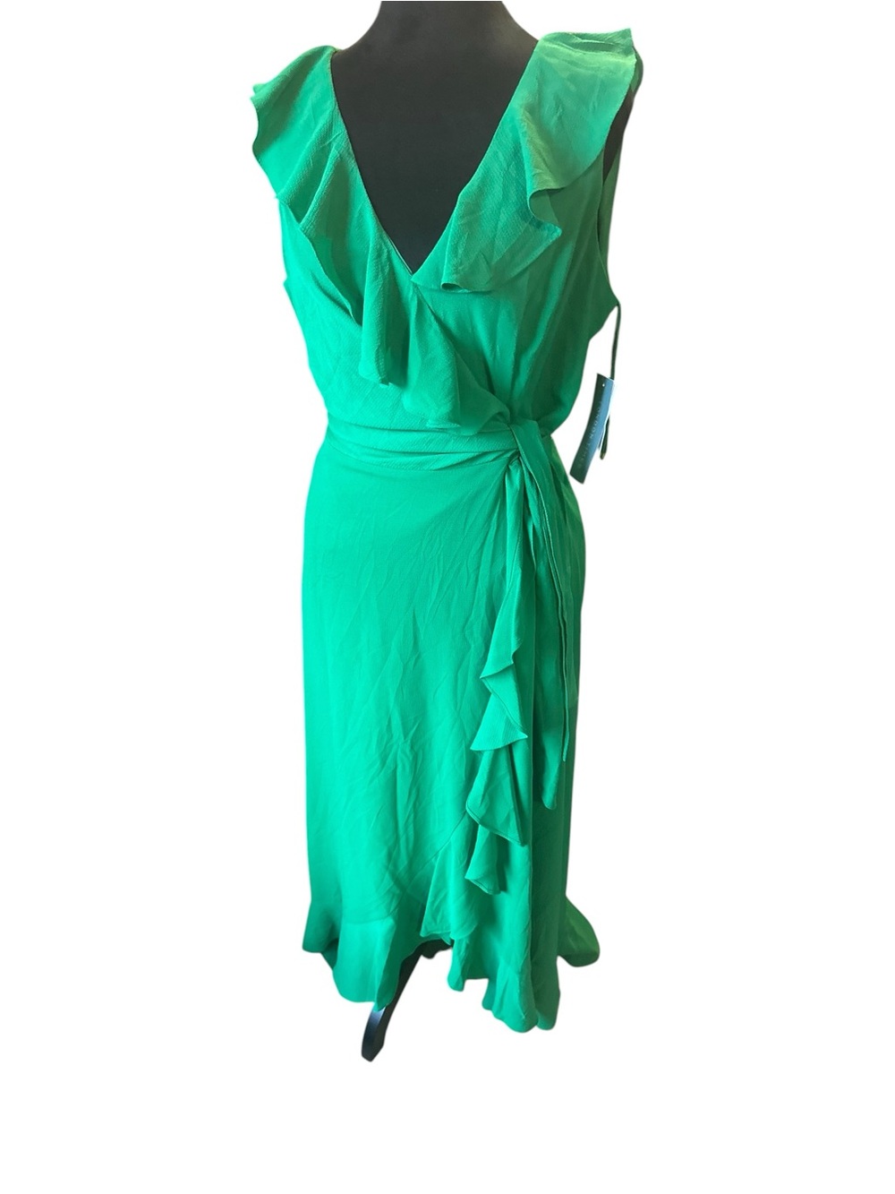 London Times Maxi Dress Size 10 NWT Jewel Green Ruffle - Picture 2 of 16